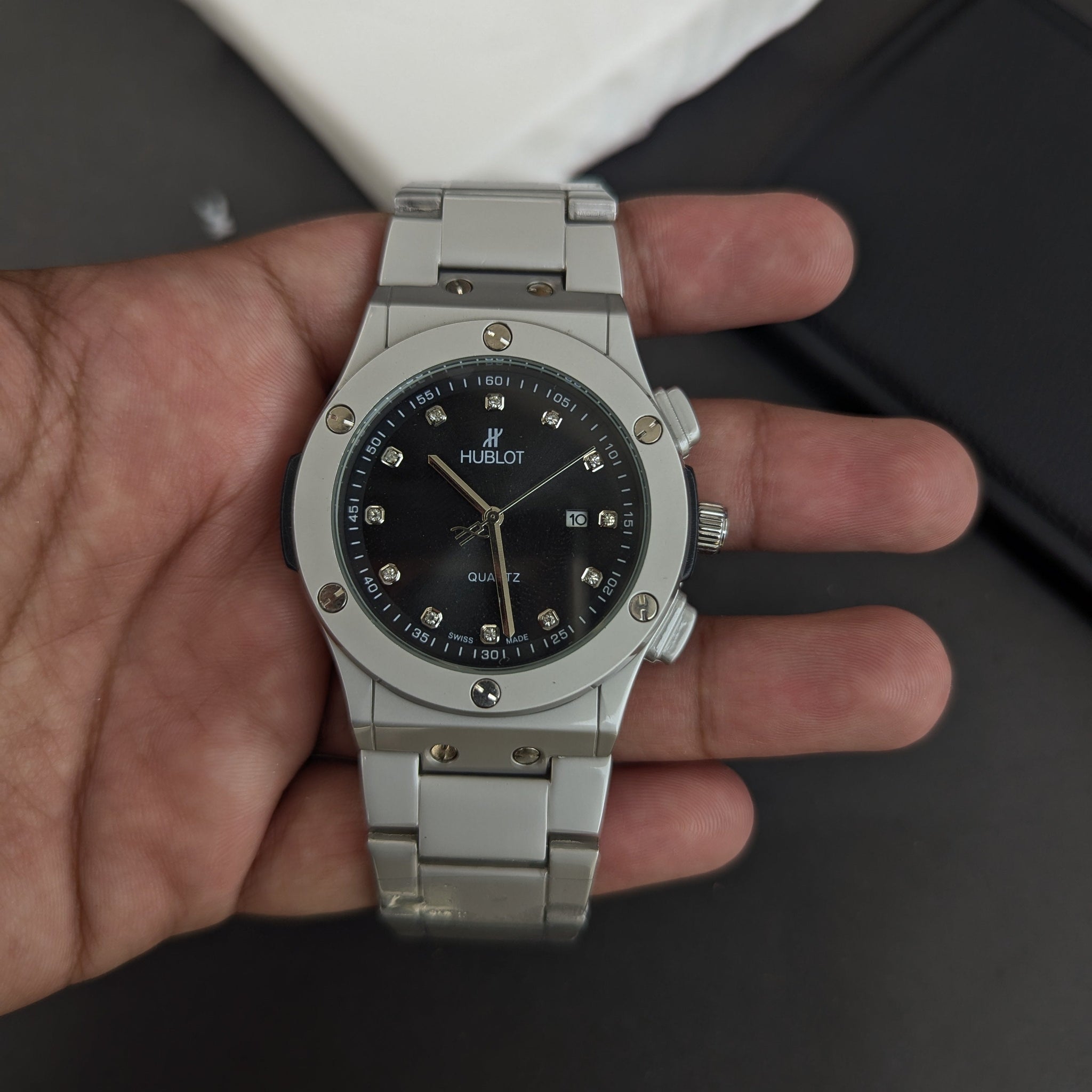 Hublot Classic Fusion-Inspired Cut Watch – Black Dial & Stainless Steel