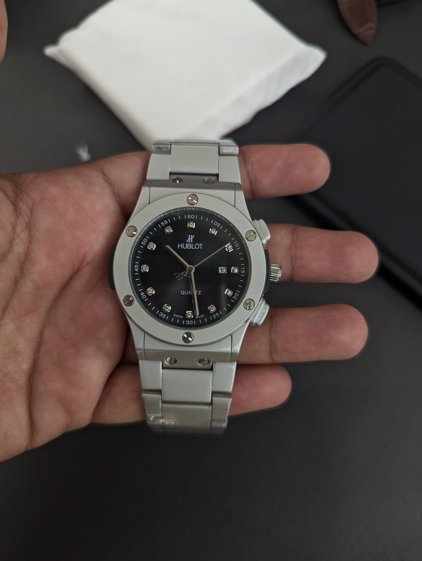 Hublot Classic Fusion-Inspired Cut Watch – Black Dial & Stainless Steel